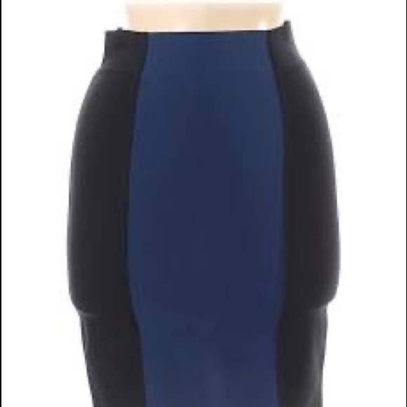 BCBG Bandage skirt Blue and Black color-block - Picture 3 of 4